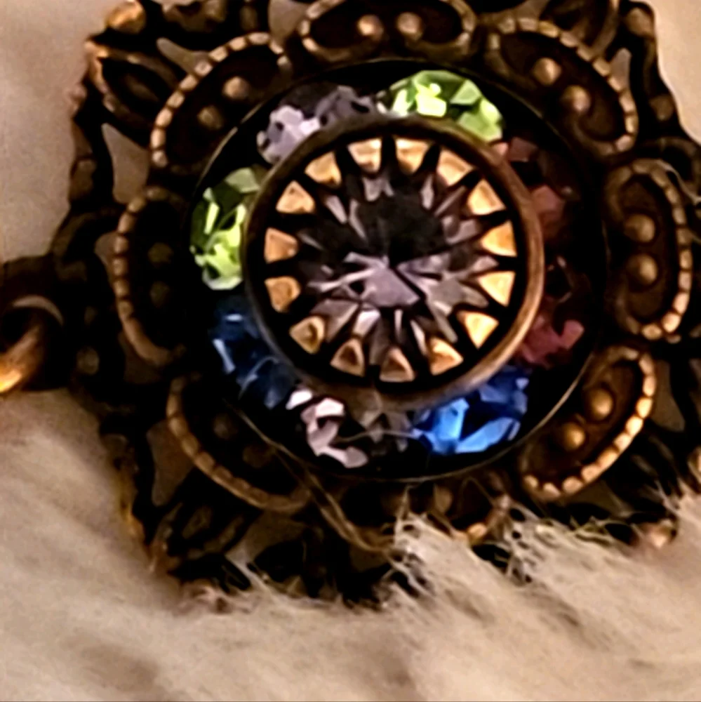 Art Deco Multi Colored Rhinestone Bracelet - Picture 4 of 8